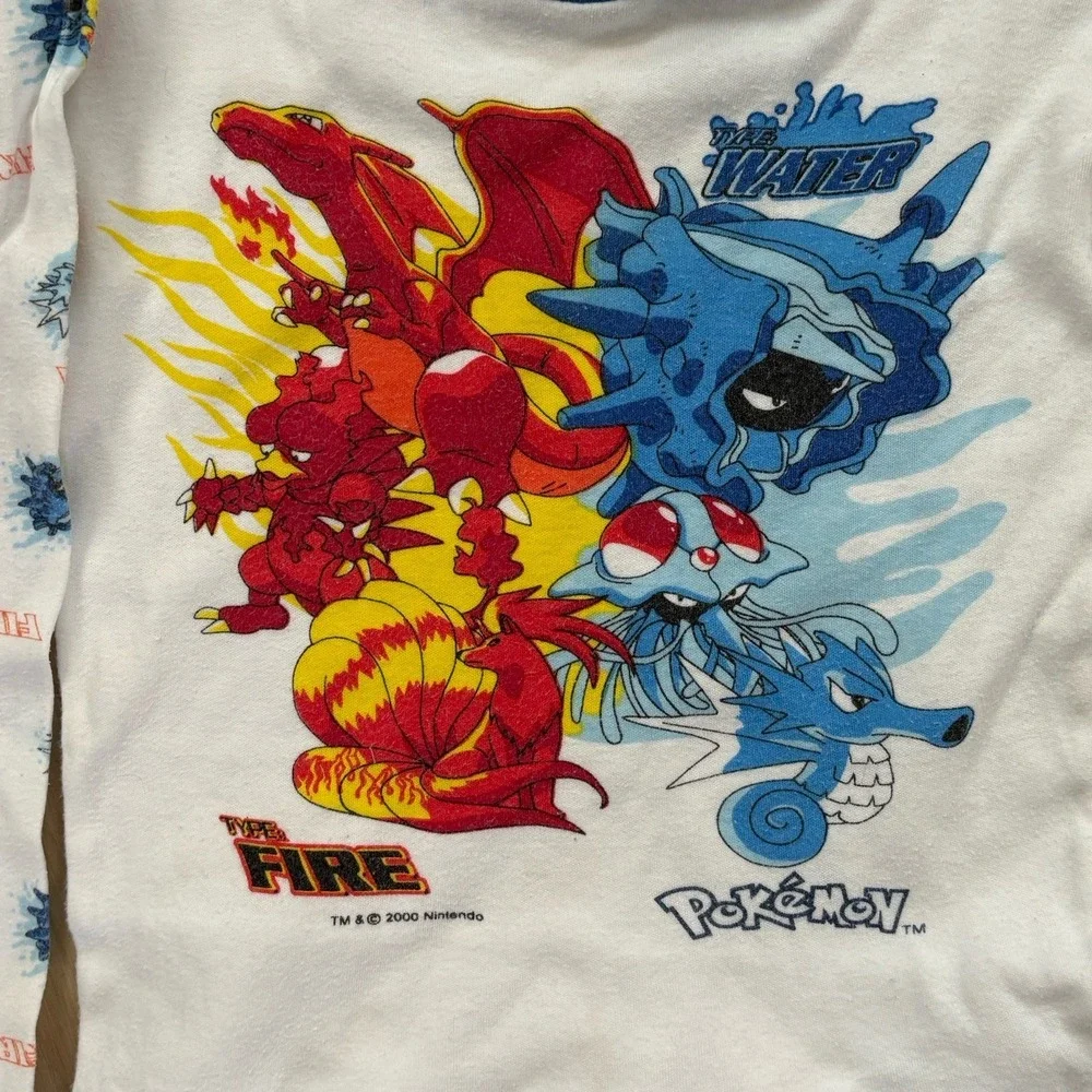 Vintage Official Nintendo Pokemon Long Sleeve‎  Charizard Water Fire Pajamas